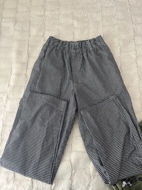 Women’s Black & White Gingham Wide-Leg Pants